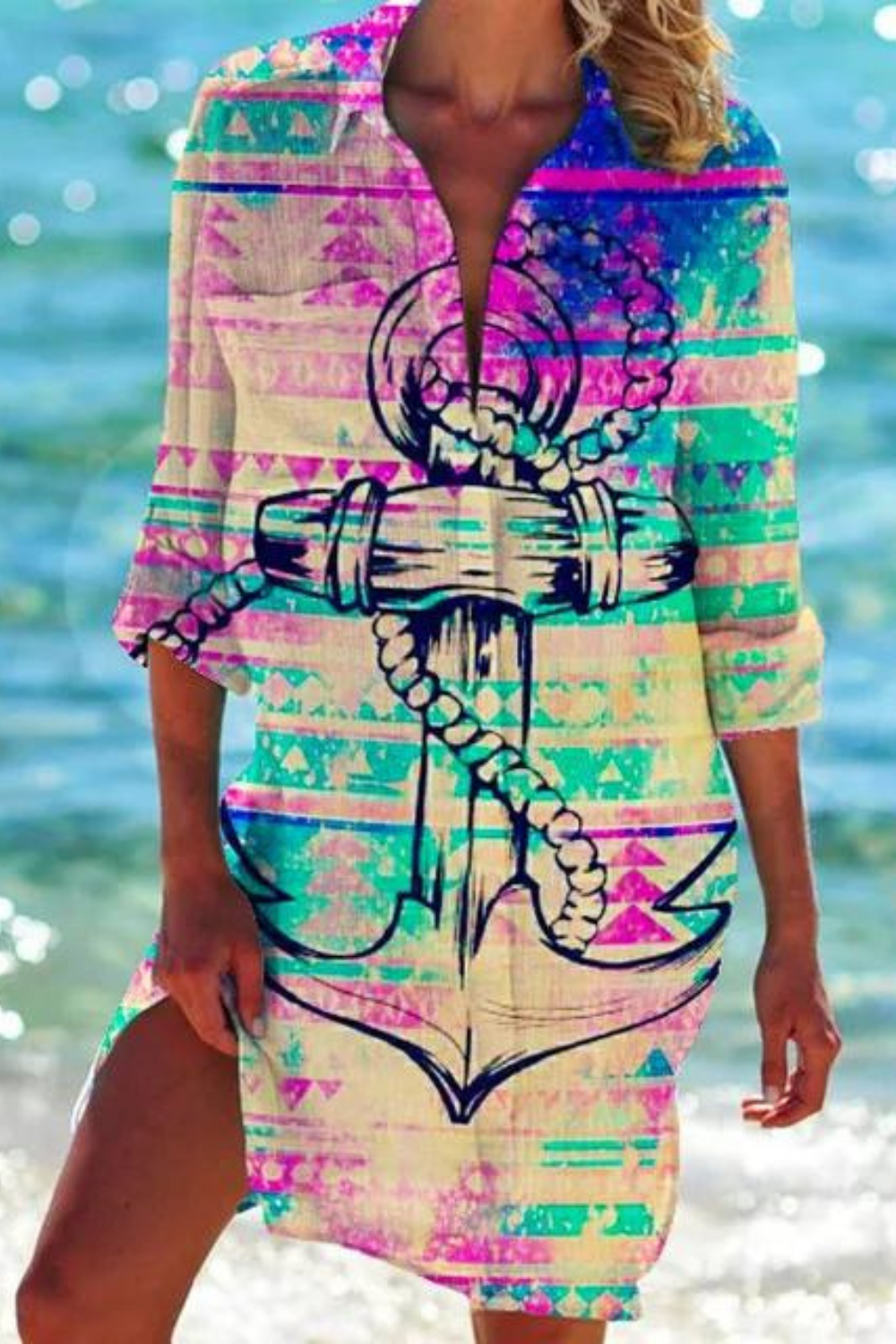 Paloma — Printed Button-Down Beach Cover-Up | Relaxed Fit | Resort Chic