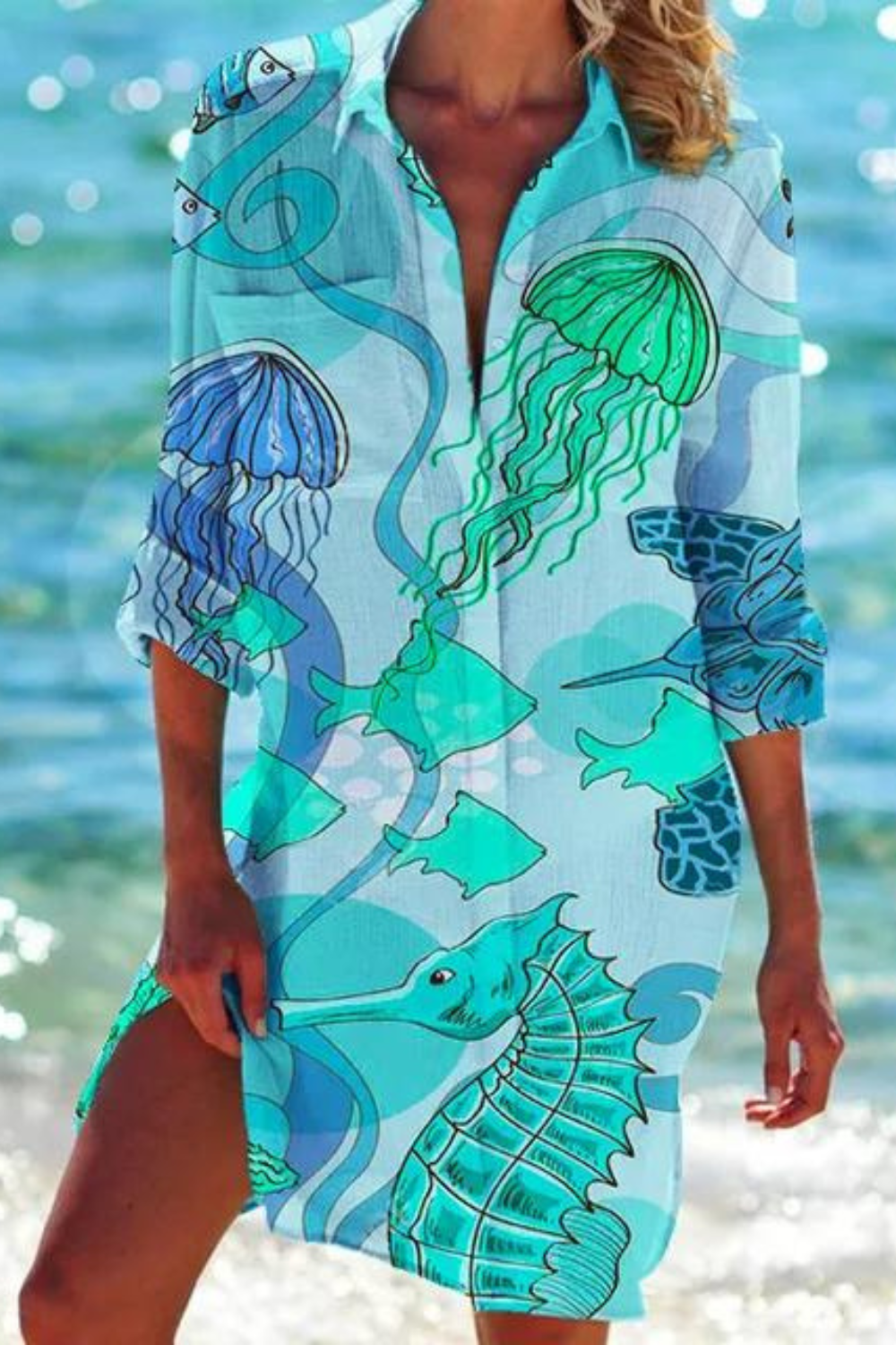 Paloma — Printed Button-Down Beach Cover-Up | Relaxed Fit | Resort Chic