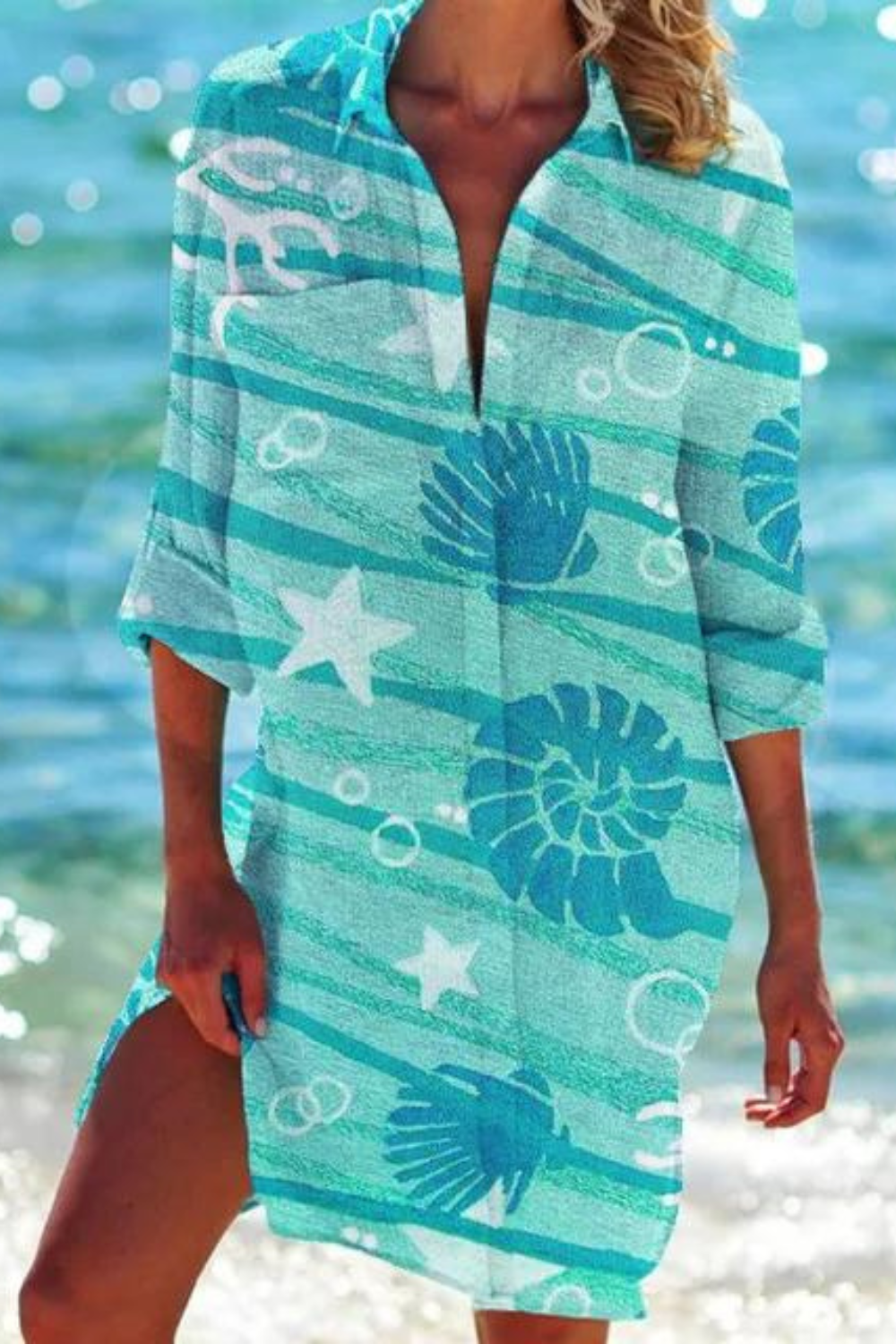 Paloma — Printed Button-Down Beach Cover-Up | Relaxed Fit | Resort Chic