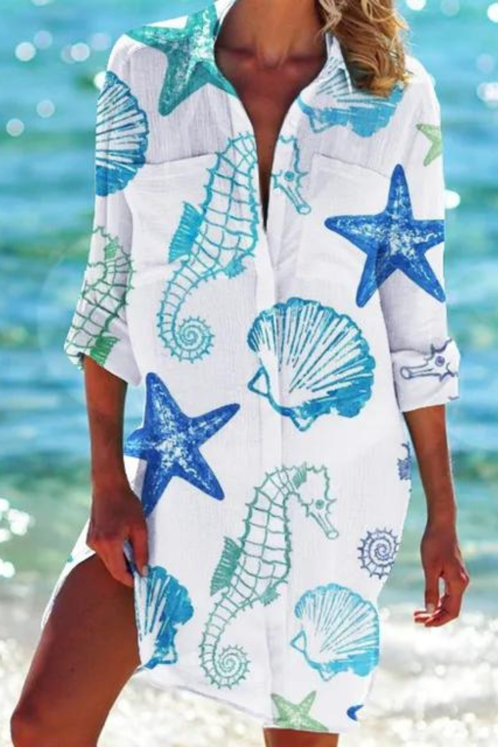 Paloma — Printed Button-Down Beach Cover-Up | Relaxed Fit | Resort Chic