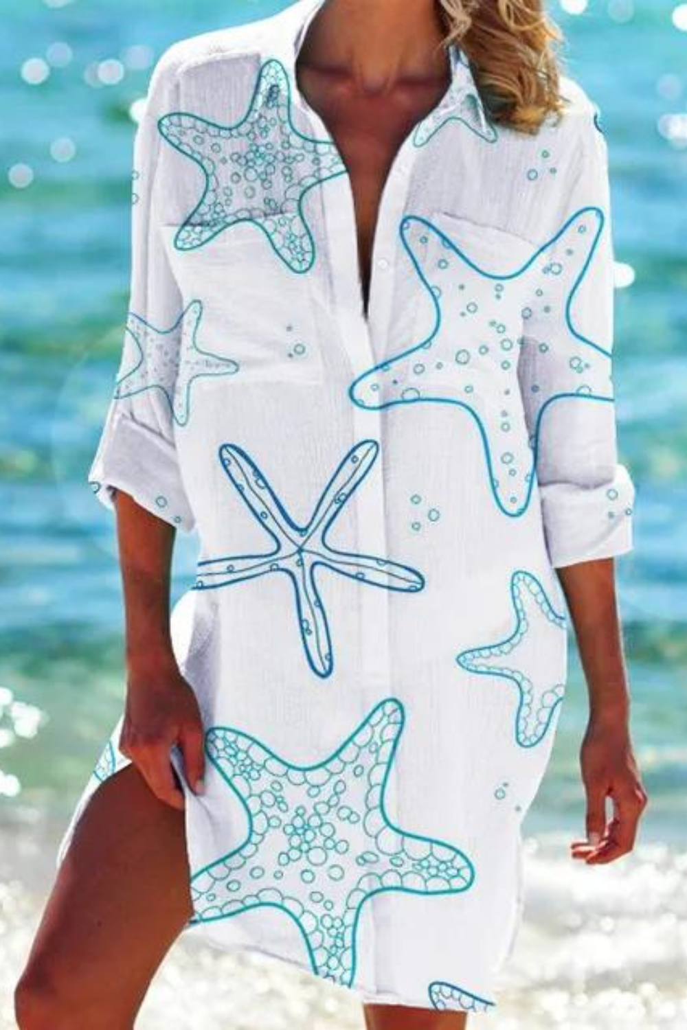 Paloma — Printed Button-Down Beach Cover-Up | Relaxed Fit | Resort Chic