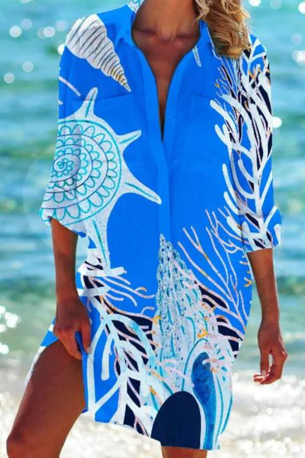 Paloma — Printed Button-Down Beach Cover-Up | Relaxed Fit | Resort Chic