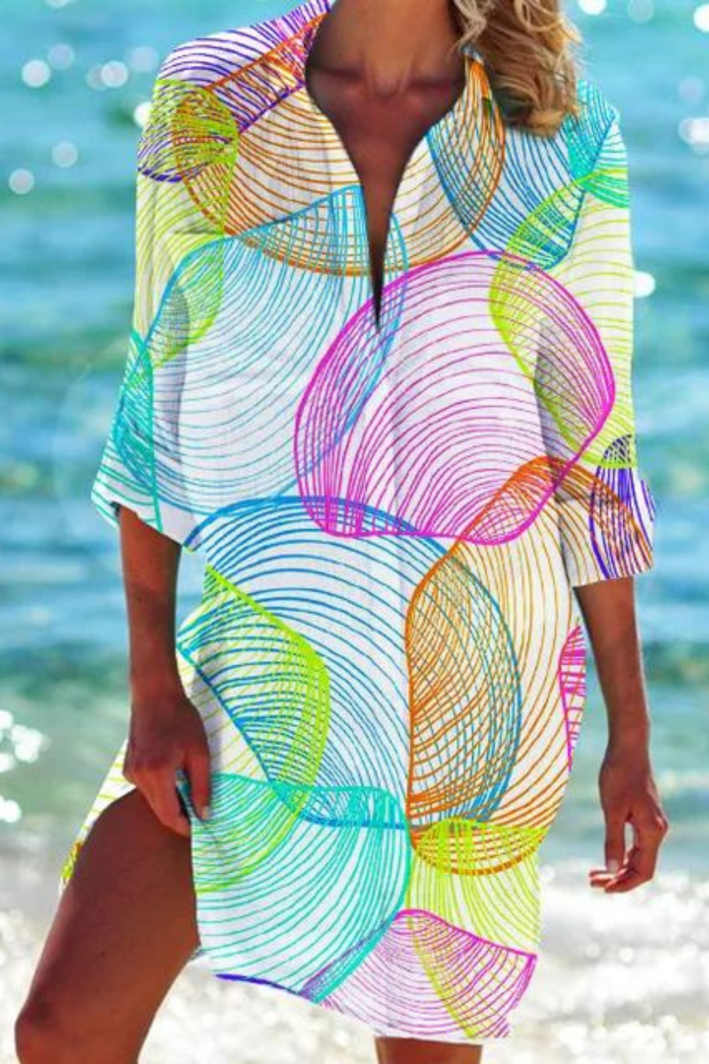 Paloma — Printed Button-Down Beach Cover-Up | Relaxed Fit | Resort Chic