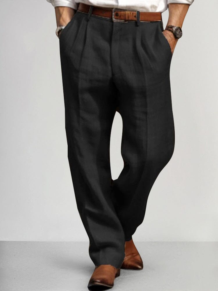 Cotton Linen Relaxed Trousers — Men's | Wide-Leg Fit | Premium Everyday