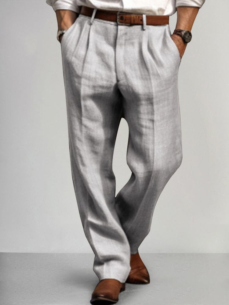 Cotton Linen Relaxed Trousers — Men's | Wide-Leg Fit | Premium Everyday