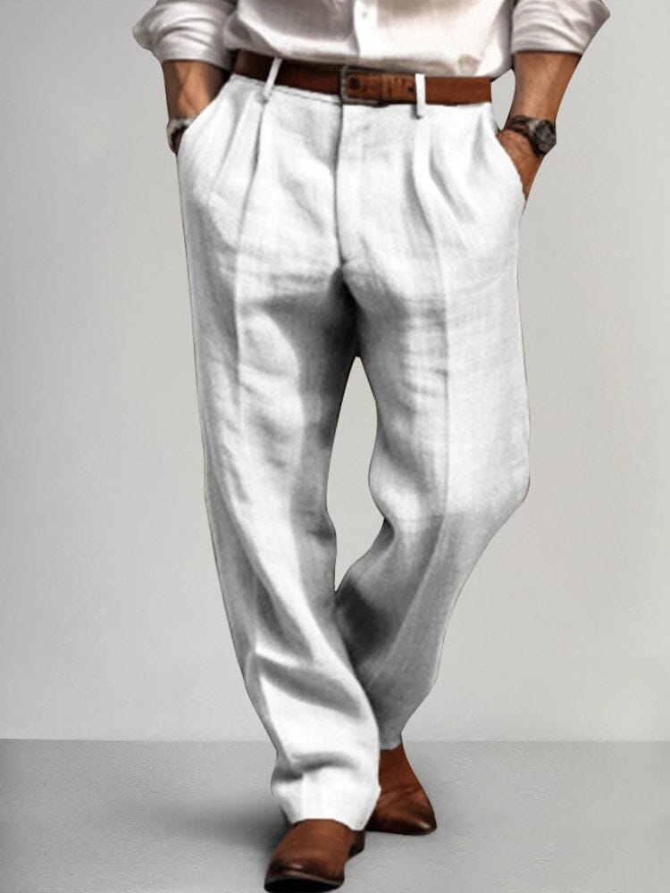 Cotton Linen Relaxed Trousers — Men's | Wide-Leg Fit | Premium Everyday