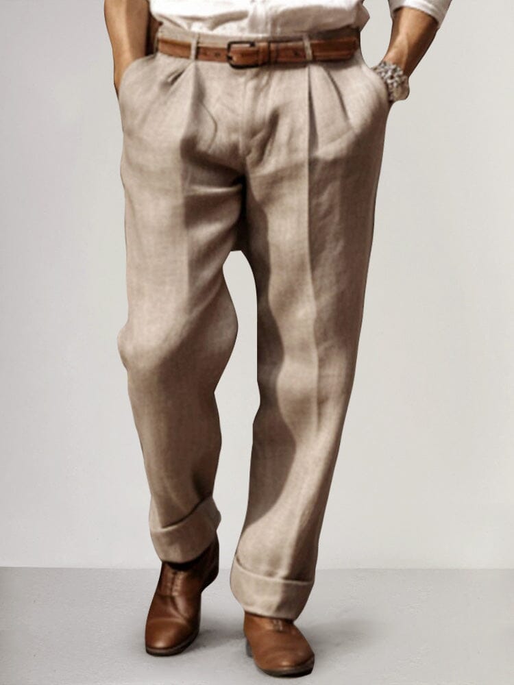 Cotton Linen Relaxed Trousers — Men's | Wide-Leg Fit | Premium Everyday