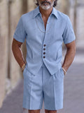 Button-Placket Woven Shirt & Shorts Set — Men's | Relaxed Fit | Summer Essential