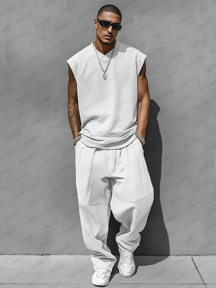 Cotton Blend Tank & Balloon Pants Set — Men's | Relaxed Two-Piece | Summer Minimal