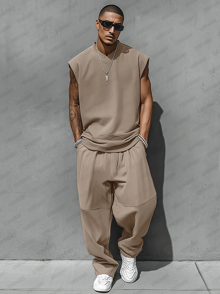 Cotton Blend Tank & Balloon Pants Set — Men's | Relaxed Two-Piece | Summer Minimal