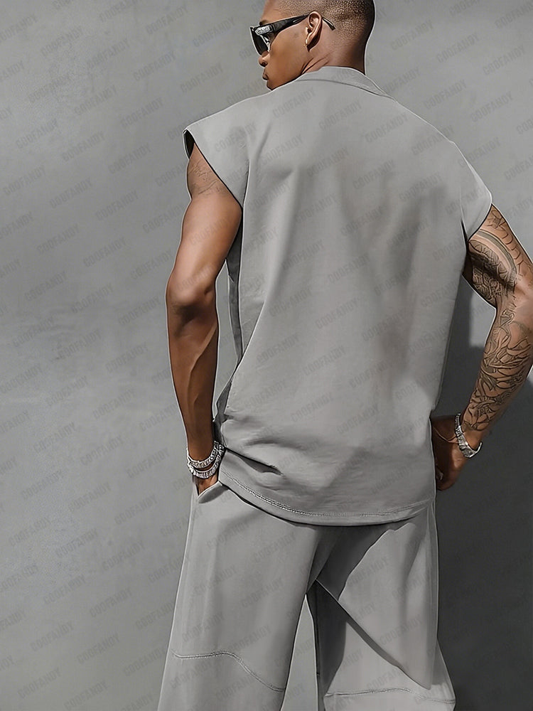 Cotton Blend Tank & Balloon Pants Set — Men's | Relaxed Two-Piece | Summer Minimal