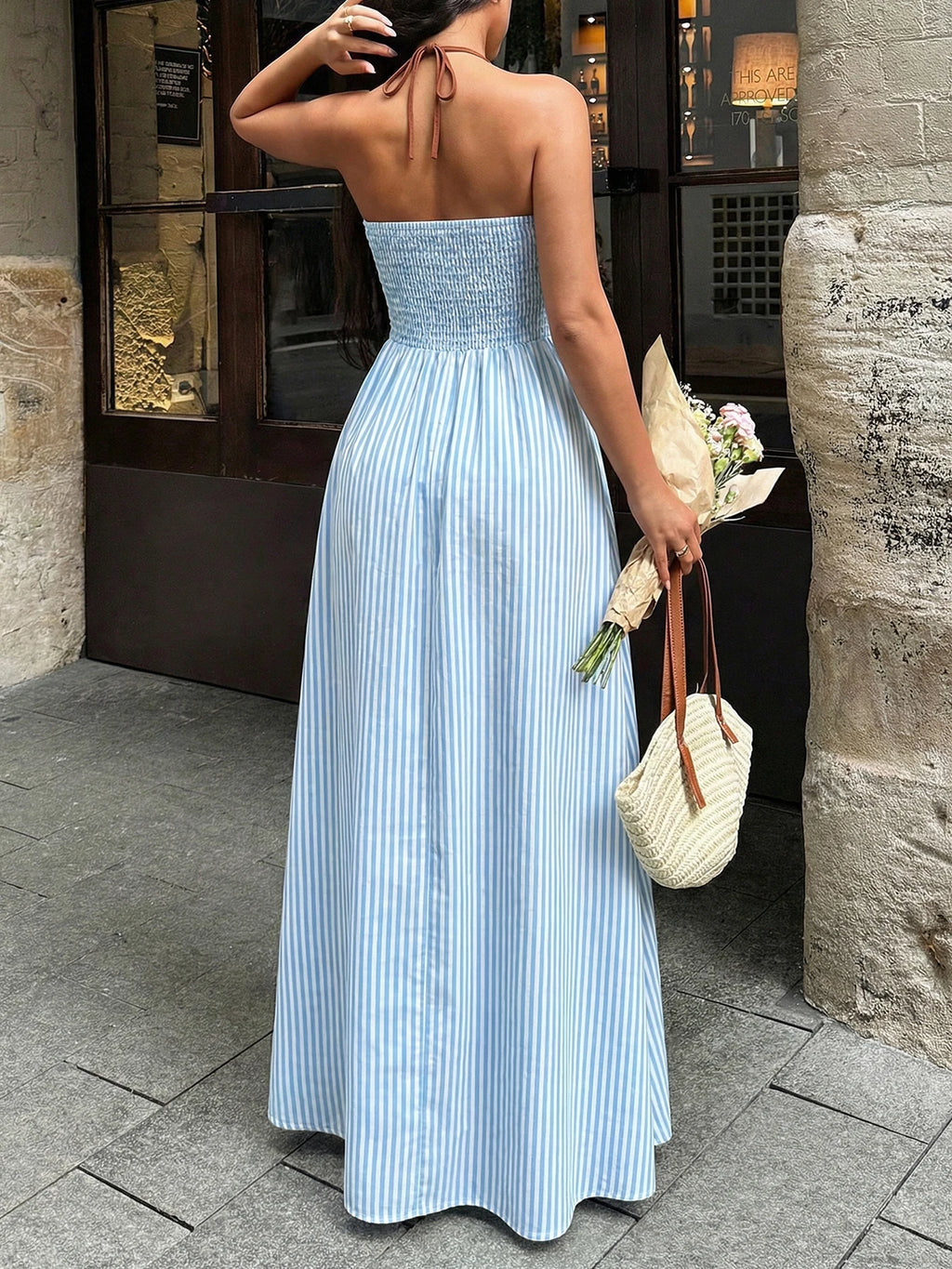 Striped V-Neck Woven Maxi Dress — Women's | Relaxed Fit | Beach & Resort