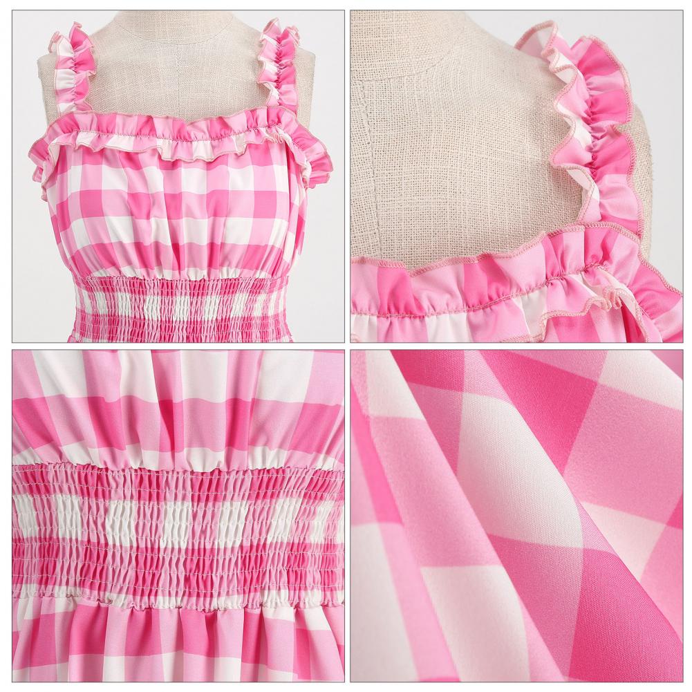 Plaid Strap Swing Woven Dress — Women's | Full Skirt Silhouette | Playful Pattern