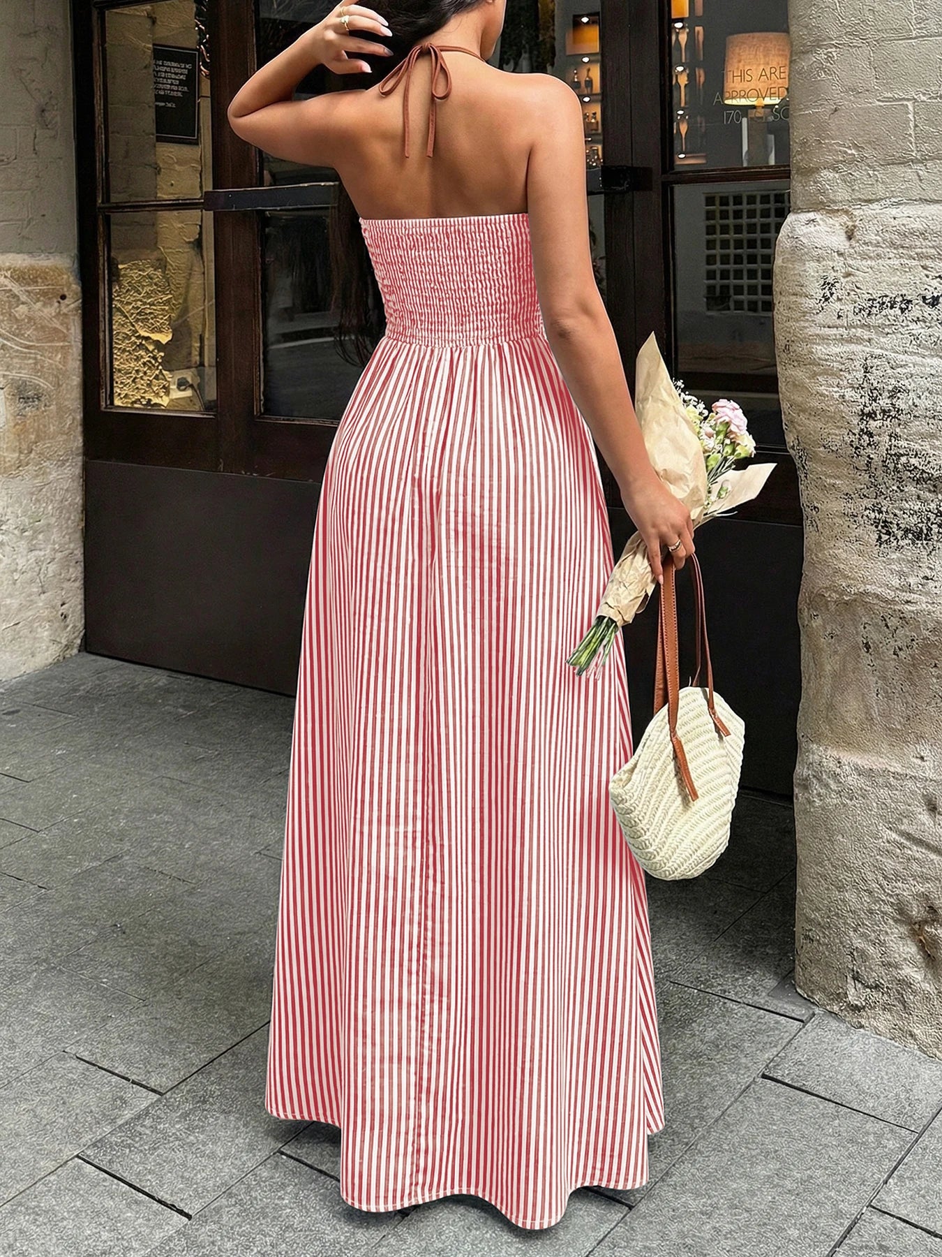 Striped V-Neck Woven Maxi Dress — Women's | Relaxed Fit | Beach & Resort