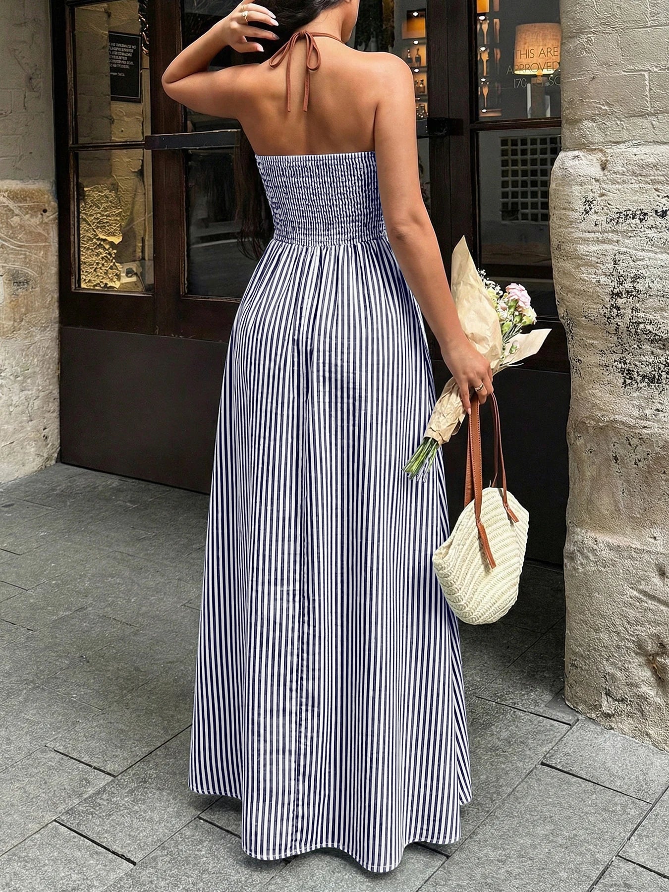 Striped V-Neck Woven Maxi Dress — Women's | Relaxed Fit | Beach & Resort