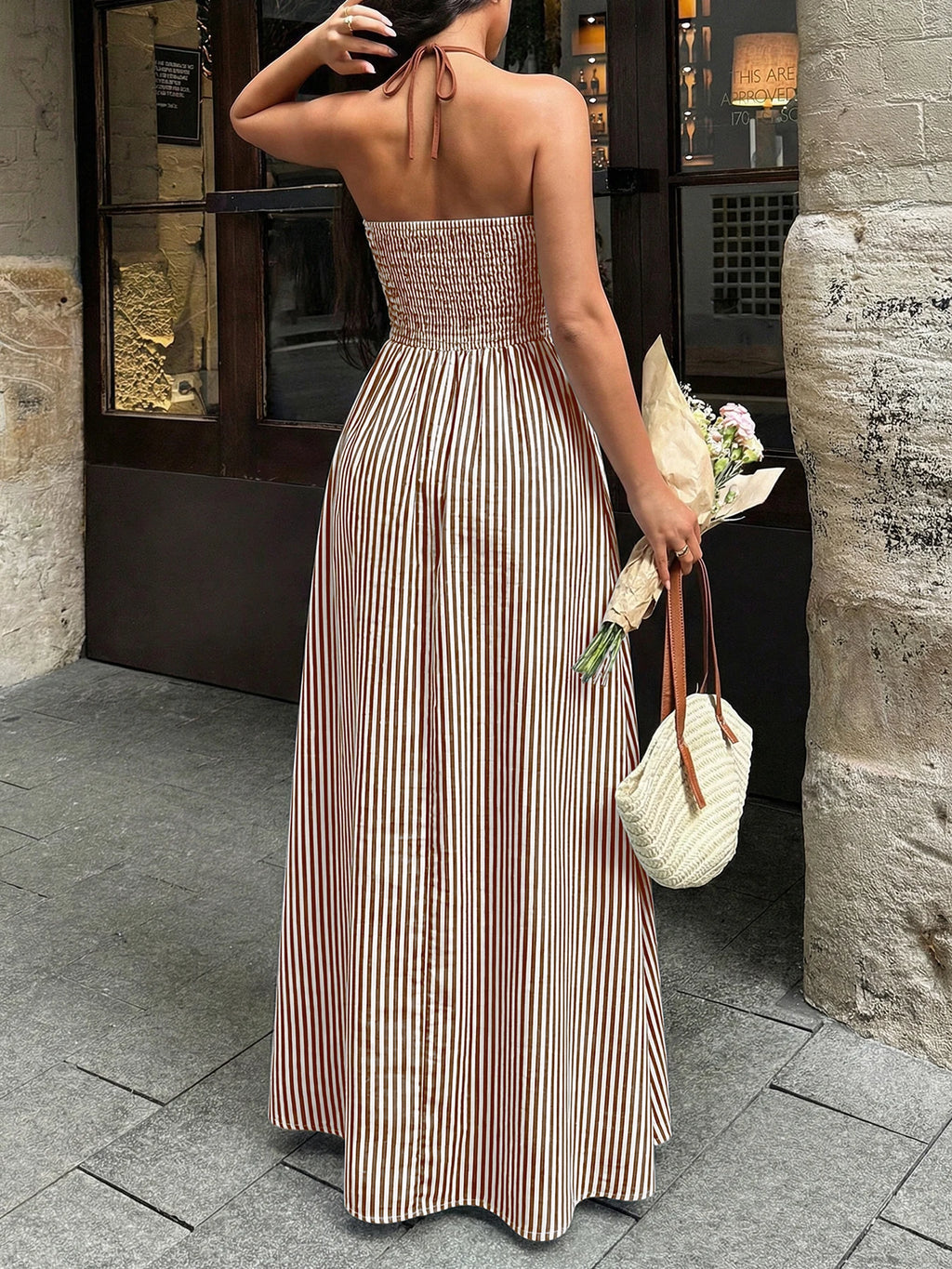 Striped V-Neck Woven Maxi Dress — Women's | Relaxed Fit | Beach & Resort