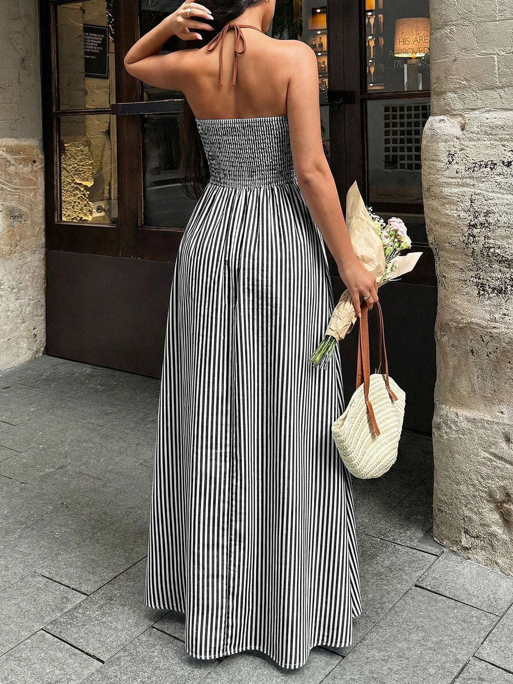 Striped V-Neck Woven Maxi Dress — Women's | Relaxed Fit | Beach & Resort