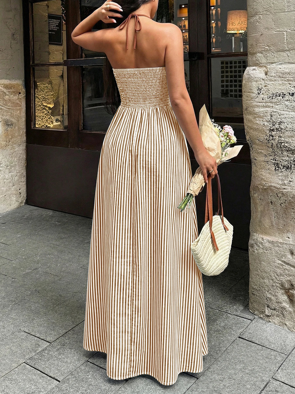 Striped V-Neck Woven Maxi Dress — Women's | Relaxed Fit | Beach & Resort
