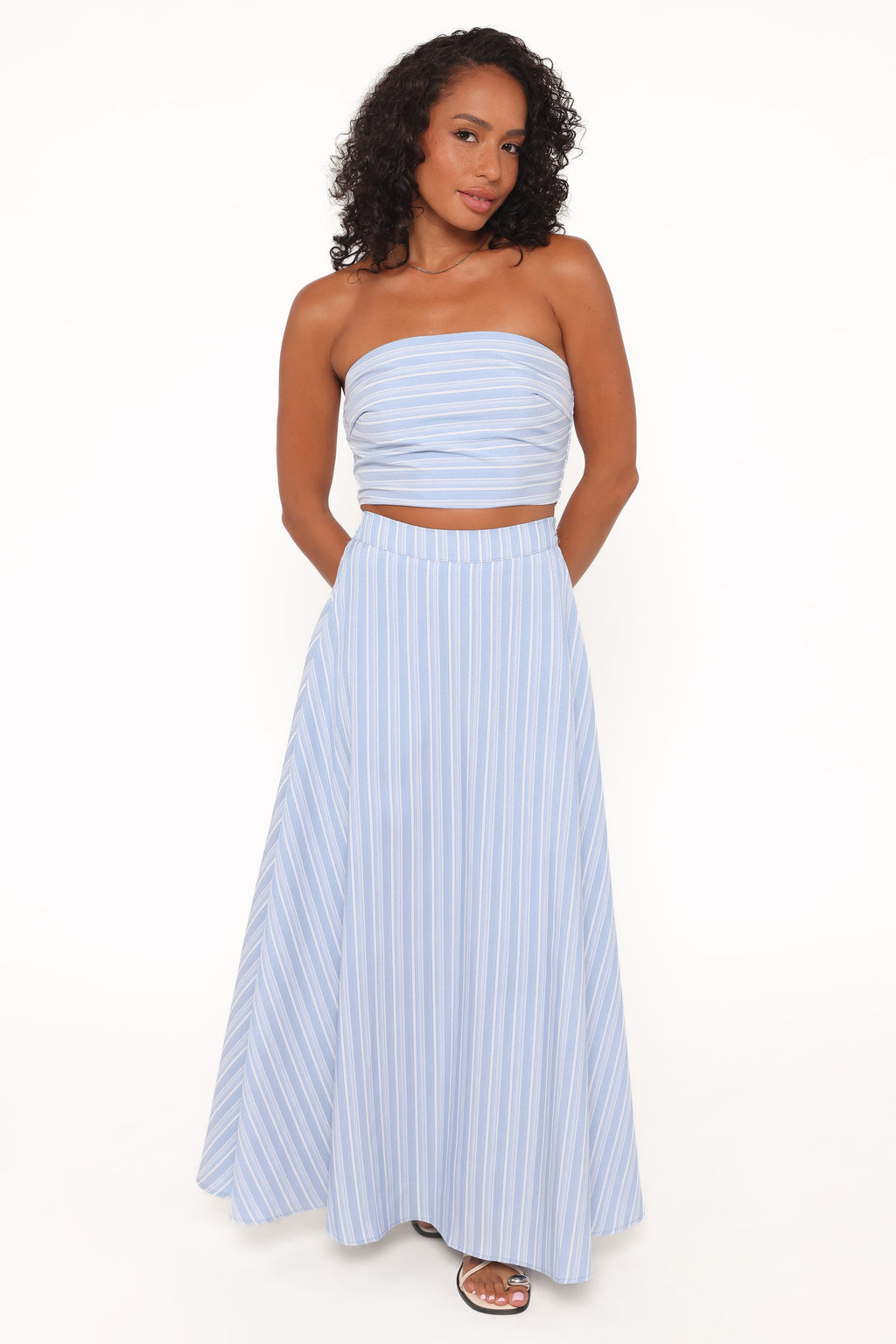 Serafina — Striped Woven Two-Piece Set | Nautical Detail | Coastal Chic