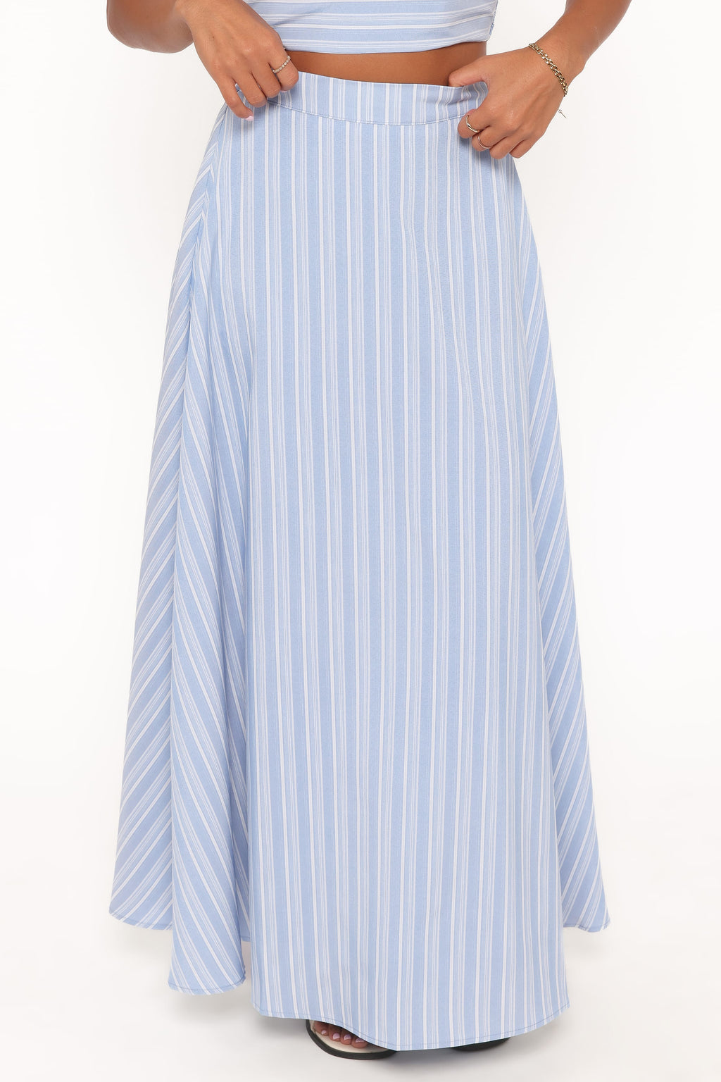 Serafina — Striped Woven Two-Piece Set | Nautical Detail | Coastal Chic