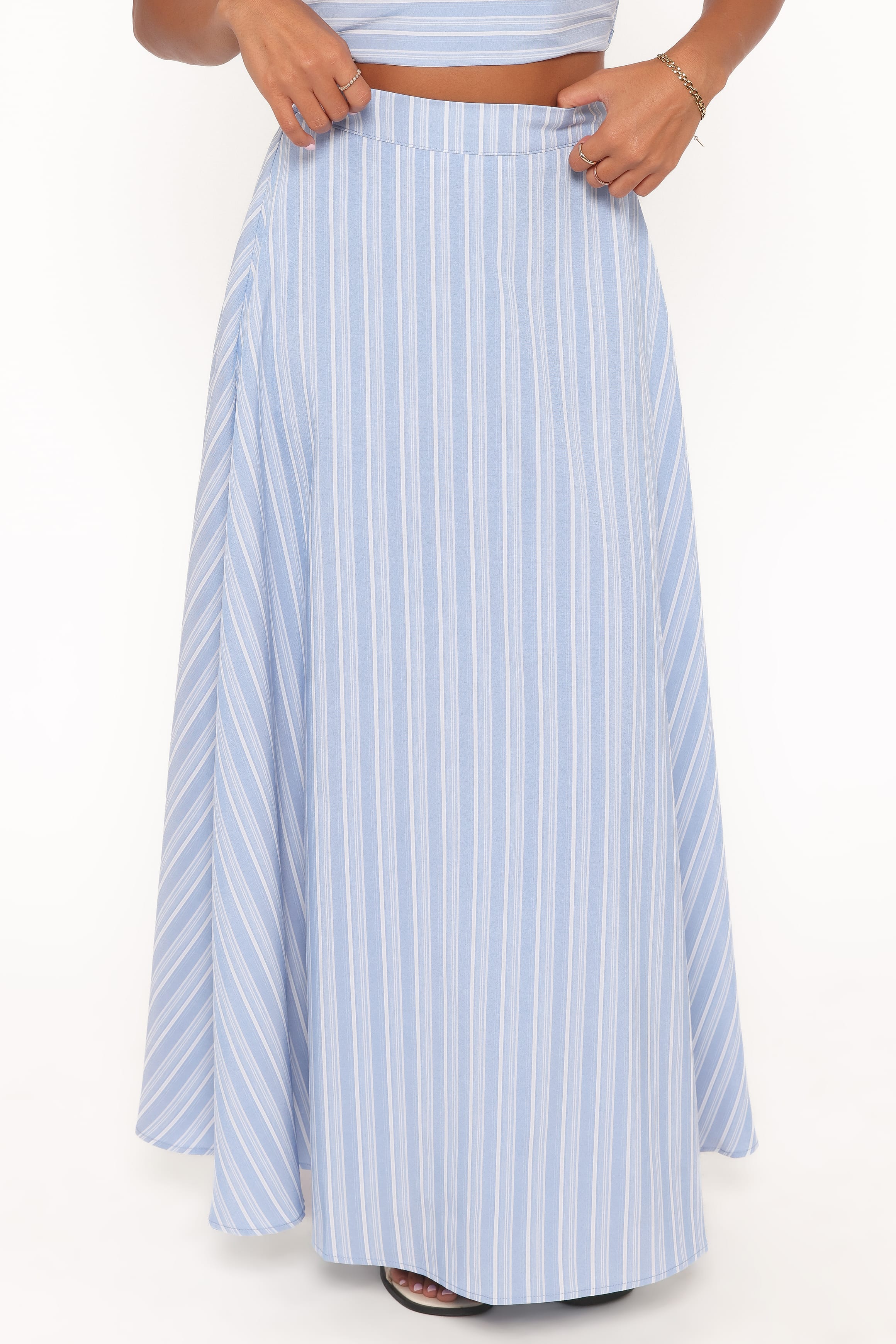 Serafina — Striped Woven Two-Piece Set | Nautical Detail | Coastal Chic