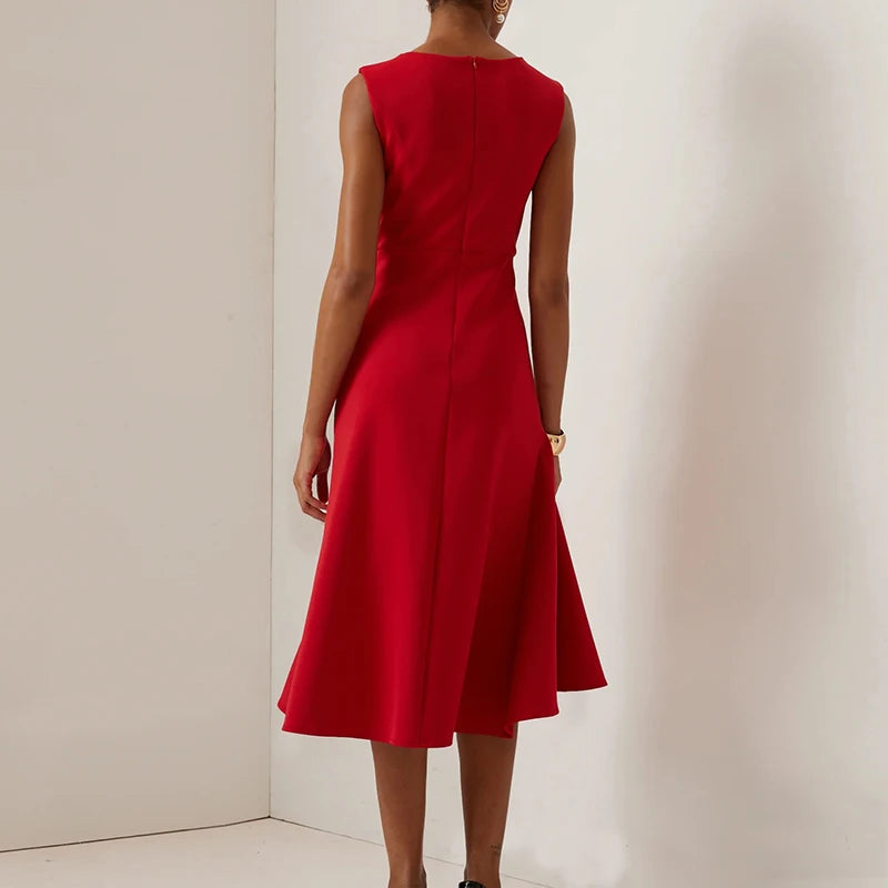 Ruffled Knot A-Line Dress — Women's | Playful Silhouette | Feminine Occasion