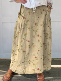 Shane — Floral Print Woven Pocket Midi Skirt | Elastic Waist | Casual Feminine
