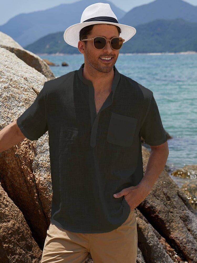 Short-Sleeve Woven Beach Shirt — Men's | Relaxed Fit | Holiday-Ready Essential