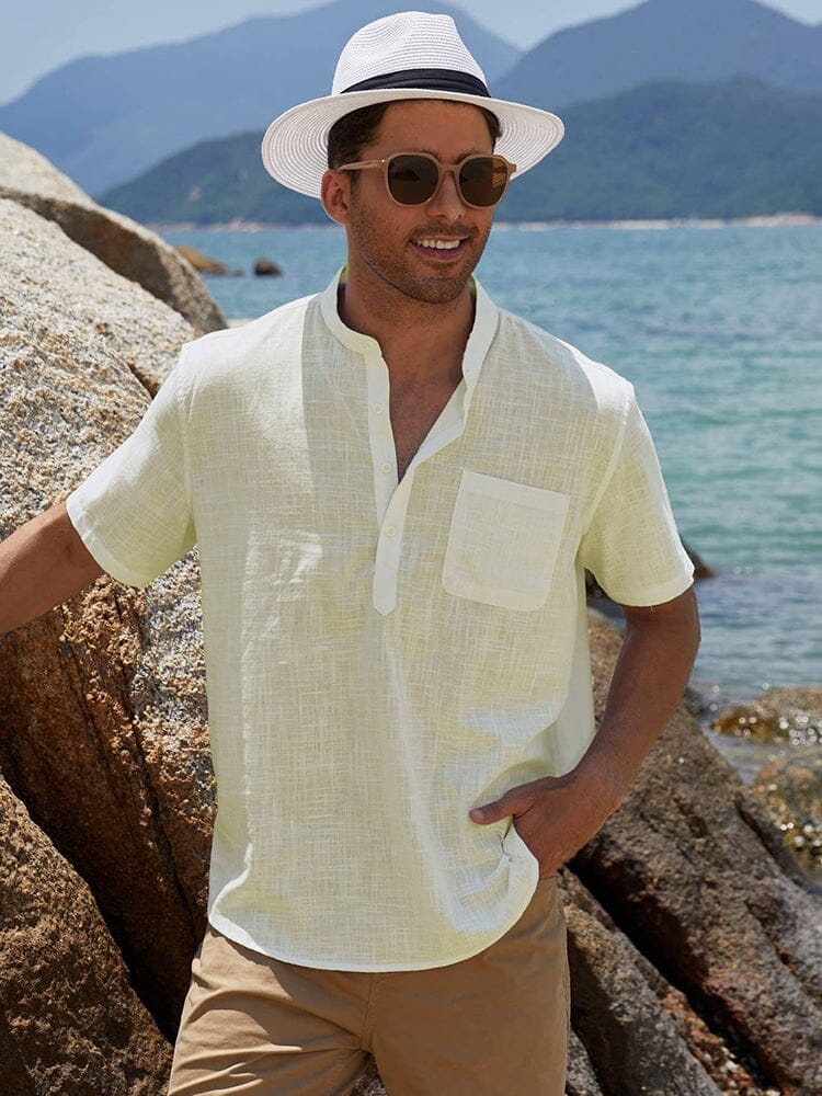 Short-Sleeve Woven Beach Shirt — Men's | Relaxed Fit | Holiday-Ready Essential