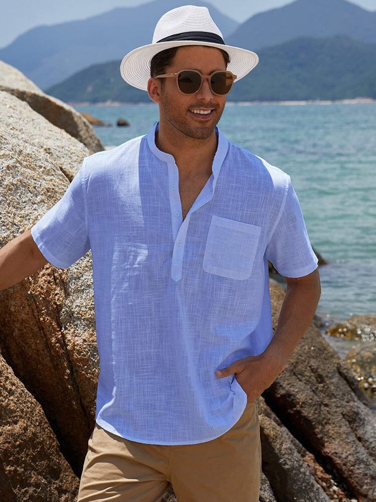 Short-Sleeve Woven Beach Shirt — Men's | Relaxed Fit | Holiday-Ready Essential