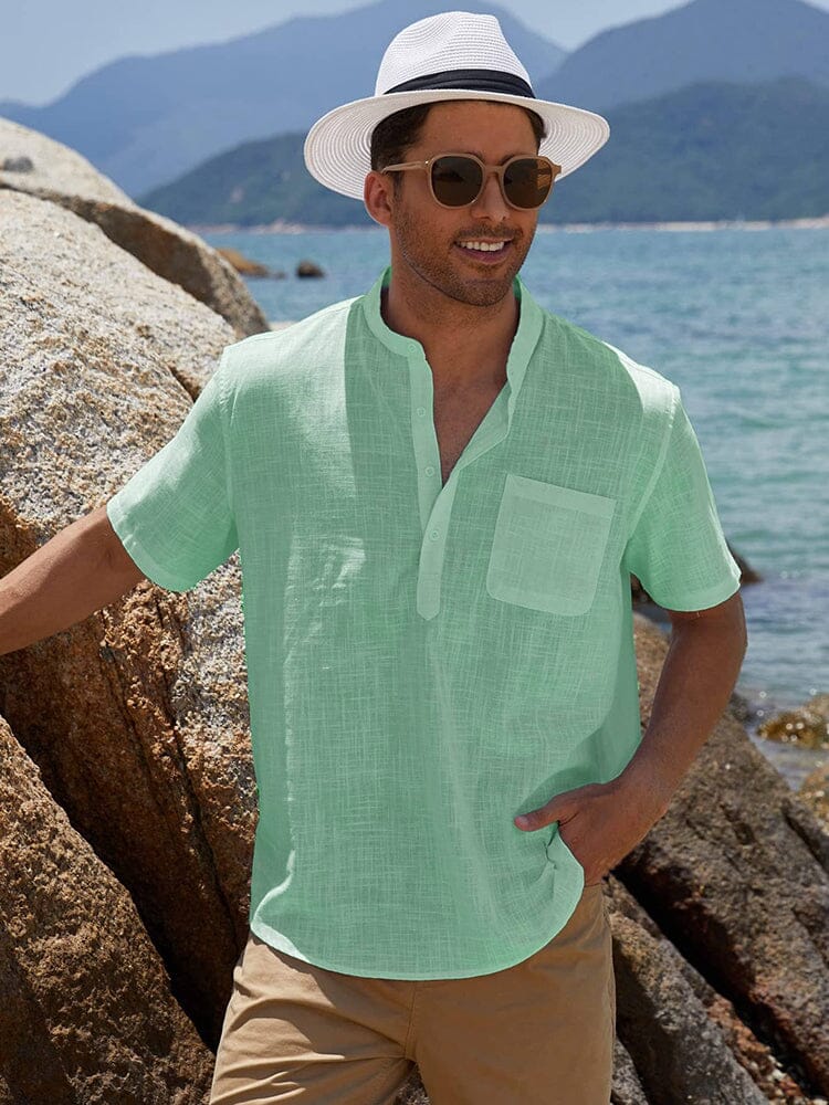 Short-Sleeve Woven Beach Shirt — Men's | Relaxed Fit | Holiday-Ready Essential