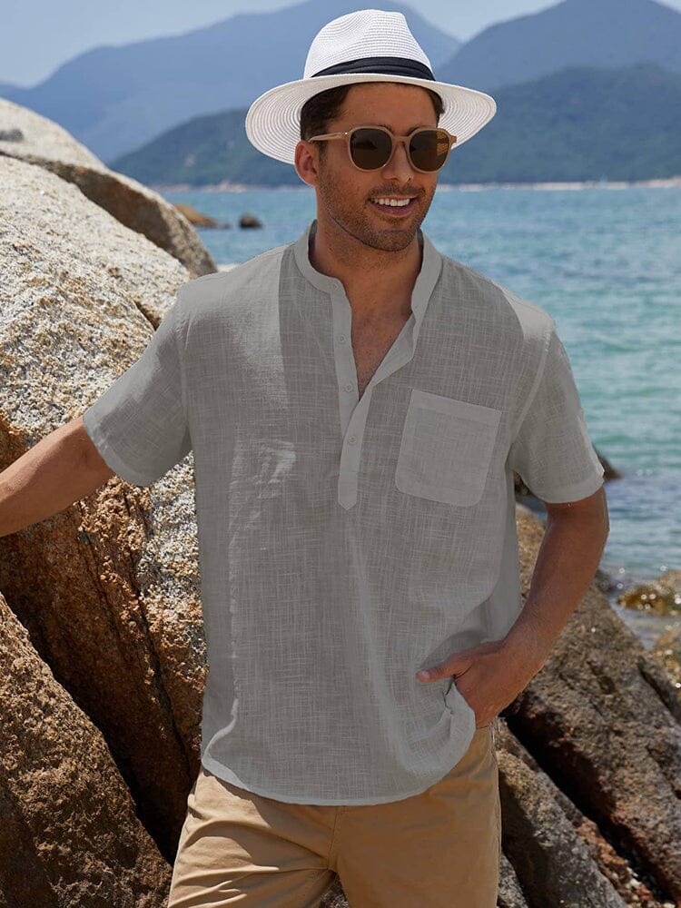Short-Sleeve Woven Beach Shirt — Men's | Relaxed Fit | Holiday-Ready Essential