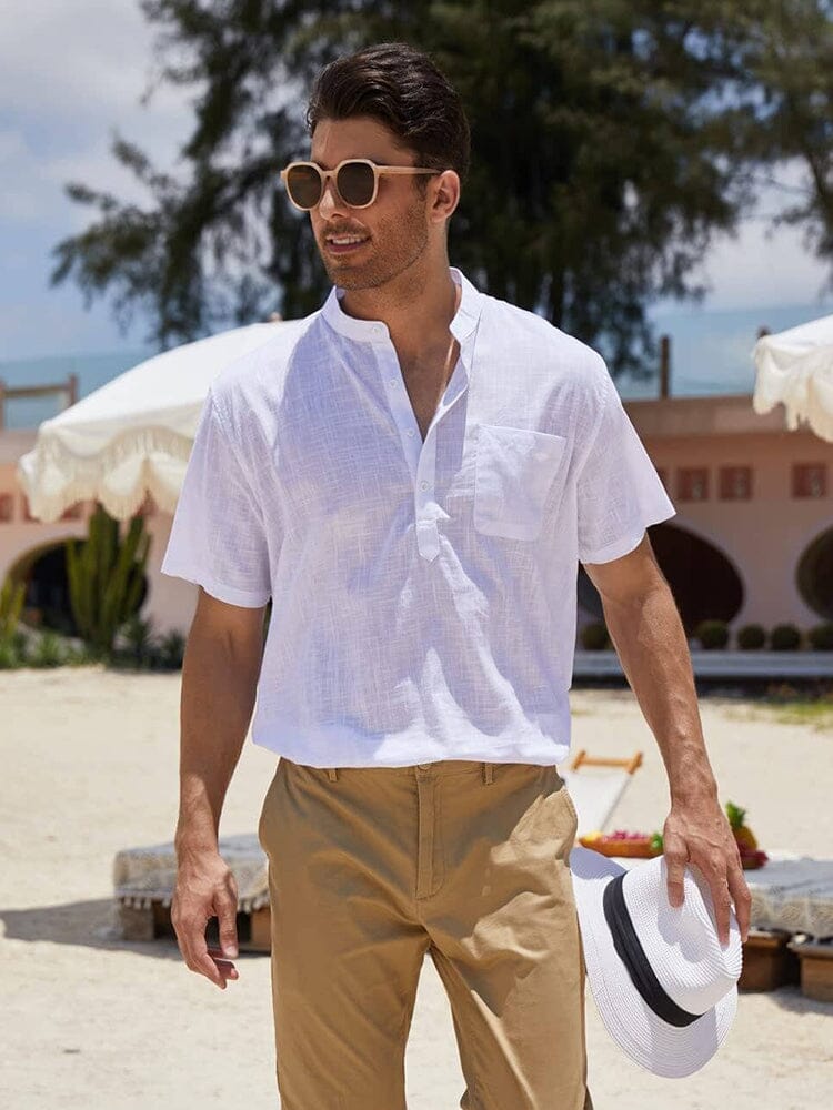 Short-Sleeve Woven Beach Shirt — Men's | Relaxed Fit | Holiday-Ready Essential