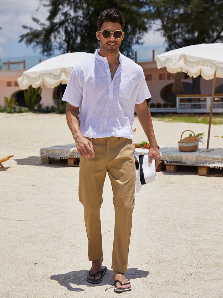 Short-Sleeve Woven Beach Shirt — Men's | Relaxed Fit | Holiday-Ready Essential