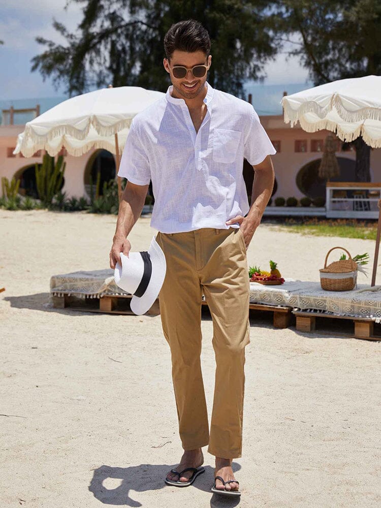 Short-Sleeve Woven Beach Shirt — Men's | Relaxed Fit | Holiday-Ready Essential