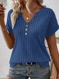 Ribbed Crew-Neck Cotton Tee — Women's | Fitted Stretch Fit | Clean Essential