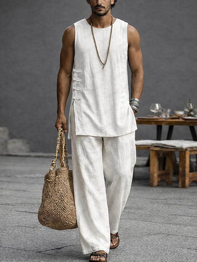 Cotton Tank Top & Pants Set — Men's | Relaxed Two-Piece | Minimal Summer