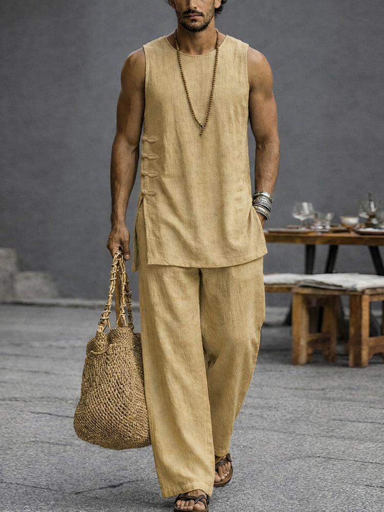 Cotton Tank Top & Pants Set — Men's | Relaxed Two-Piece | Minimal Summer