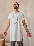 Linen Blend Longline Woven Top — Men's | Relaxed Oversized Fit | Laid-Back Essential