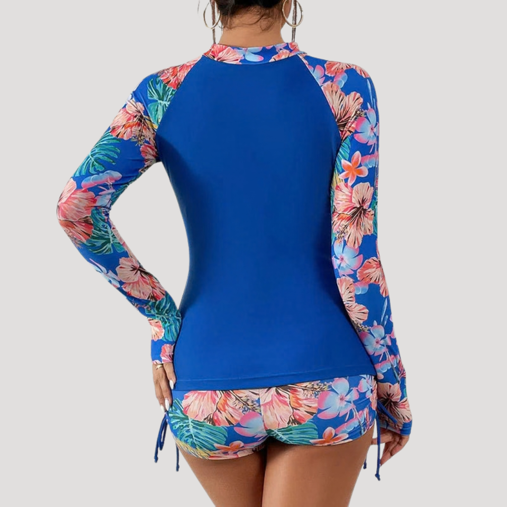 Solange — Floral Long-Sleeve Two-Piece Swimsuit | Modest Coverage | Resort Swim
