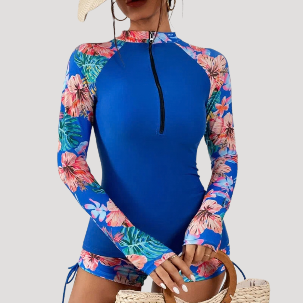 Solange — Floral Long-Sleeve Two-Piece Swimsuit | Modest Coverage | Resort Swim