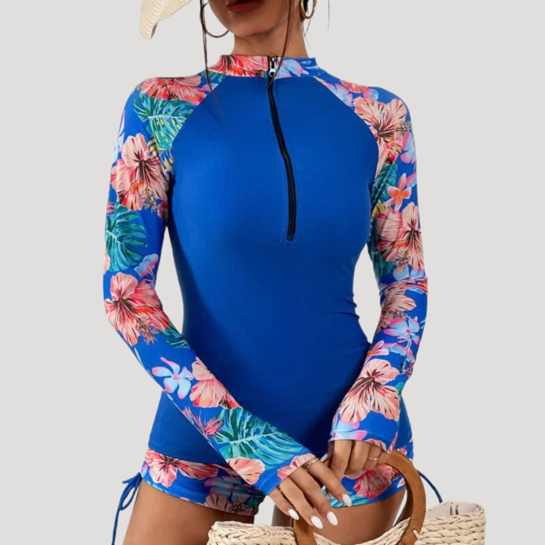 Solange — Floral Long-Sleeve Two-Piece Swimsuit | Modest Coverage | Resort Swim