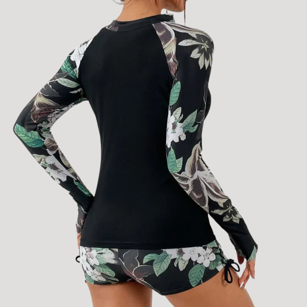 Solange — Floral Long-Sleeve Two-Piece Swimsuit | Modest Coverage | Resort Swim