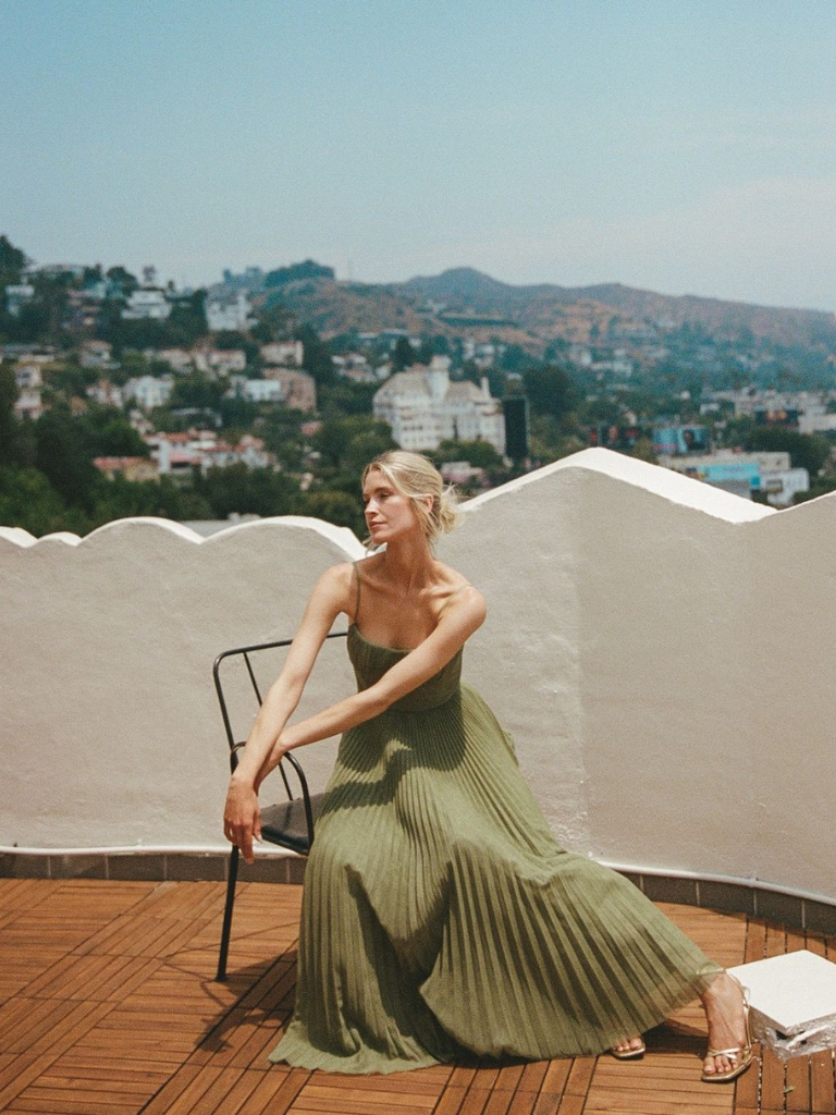 Sonya — Sculpted Pleated Maxi Dress | Structured Silhouette | Architectural Elegance