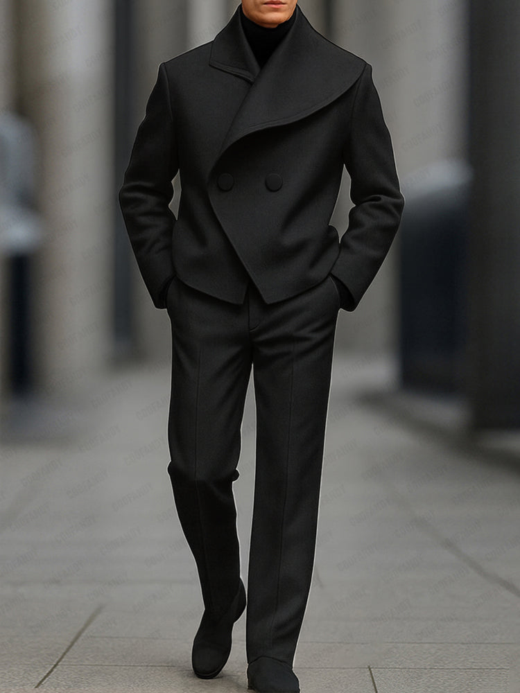 Asymmetric Woven Blazer & Pants Set — Men's | Modern Tailored | Statement Casual