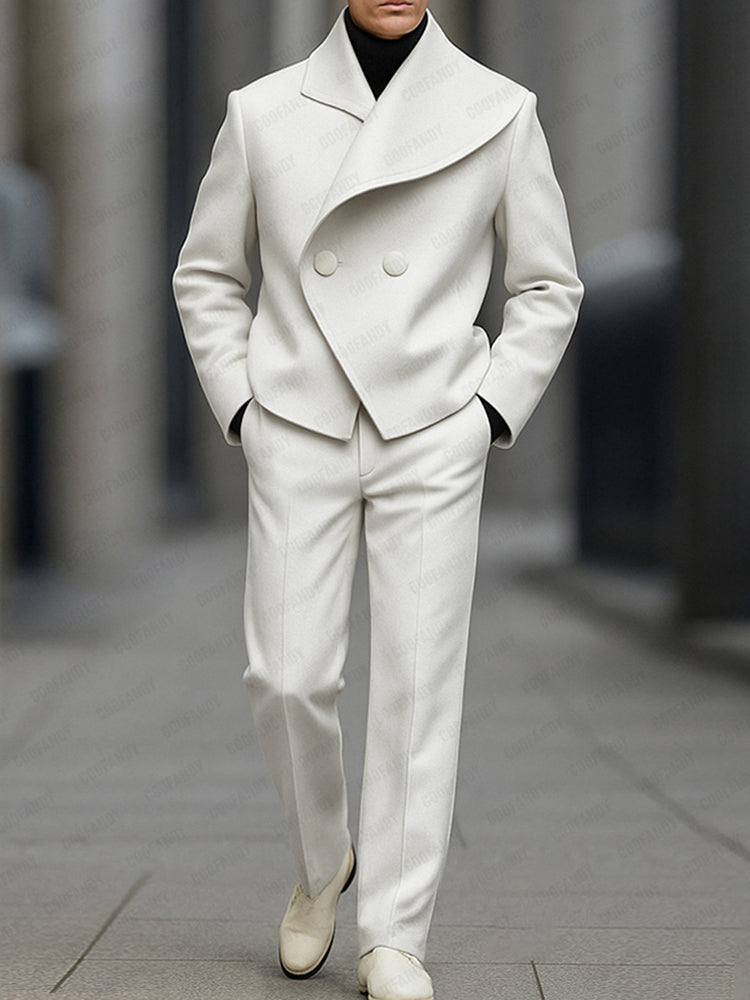 Asymmetric Woven Blazer & Pants Set — Men's | Modern Tailored | Statement Casual