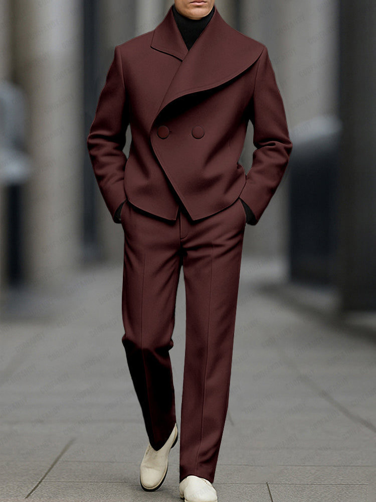 Asymmetric Woven Blazer & Pants Set — Men's | Modern Tailored | Statement Casual