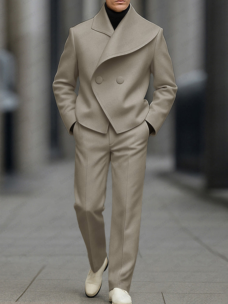 Asymmetric Woven Blazer & Pants Set — Men's | Modern Tailored | Statement Casual