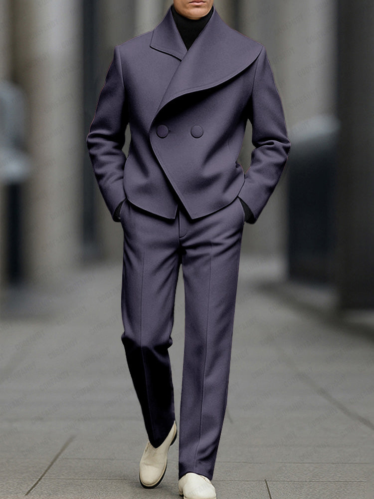 Asymmetric Woven Blazer & Pants Set — Men's | Modern Tailored | Statement Casual