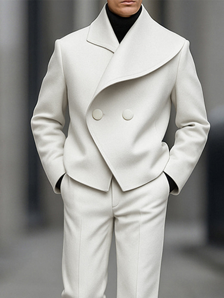 Asymmetric Woven Blazer & Pants Set — Men's | Modern Tailored | Statement Casual